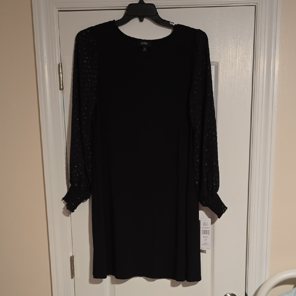 AX Paris Elegant Black Dress with Sheer Sleeves